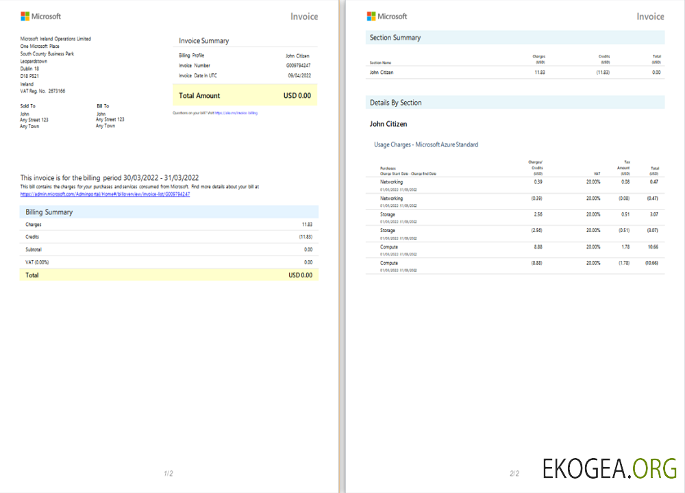 Irlande Facture Microsoft Ireland Operations Limited